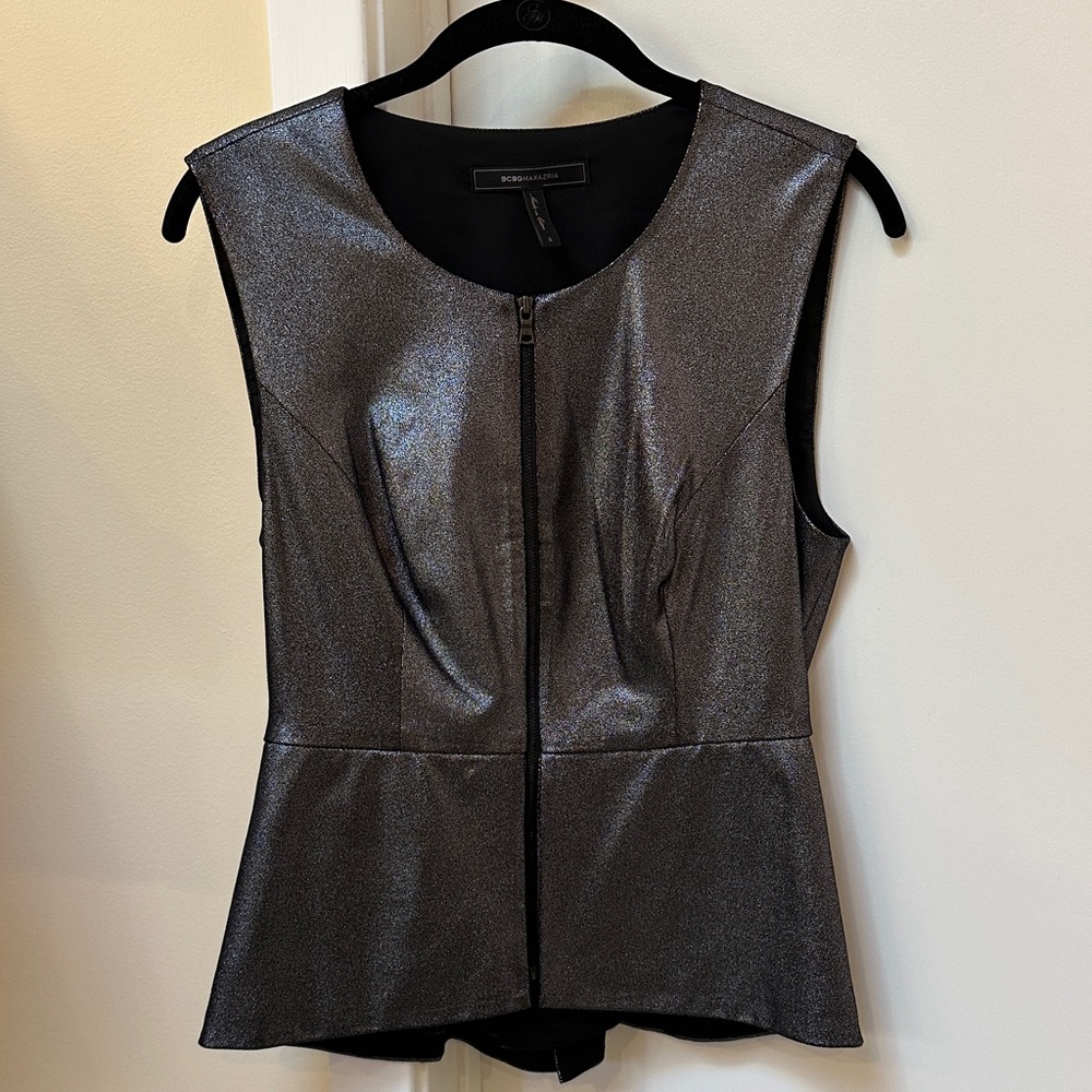 Shimmering Black Sleeveless Top